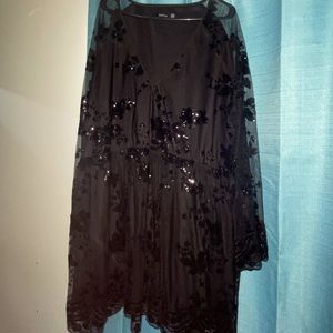 Black sequin plus size boohoo skater dress